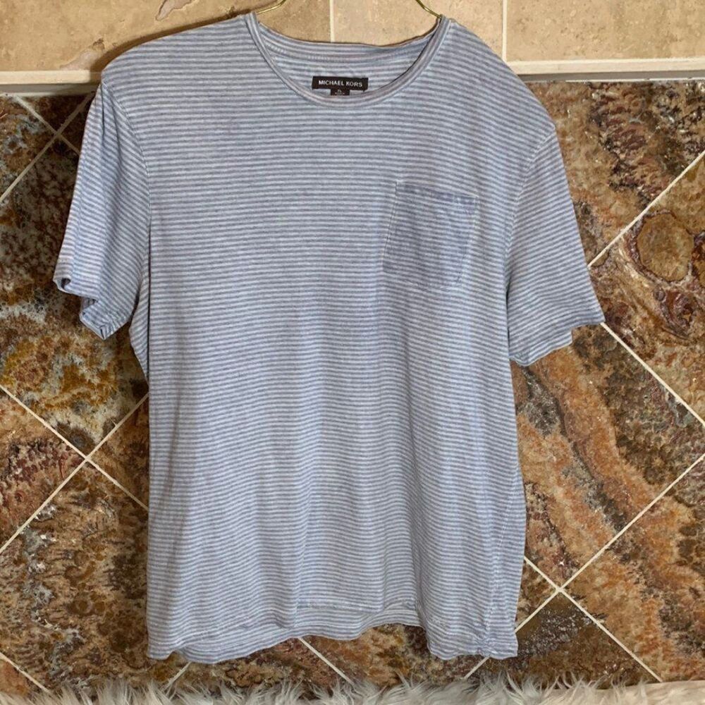 Michael Kors Men's Textured Striped Crewneck T-Shirt Size XL